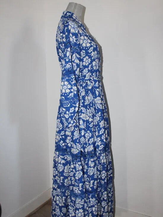 NWT MISS JUNE Paris Long Morgane Collared Belted Dress One Size - Picture 8 of 8